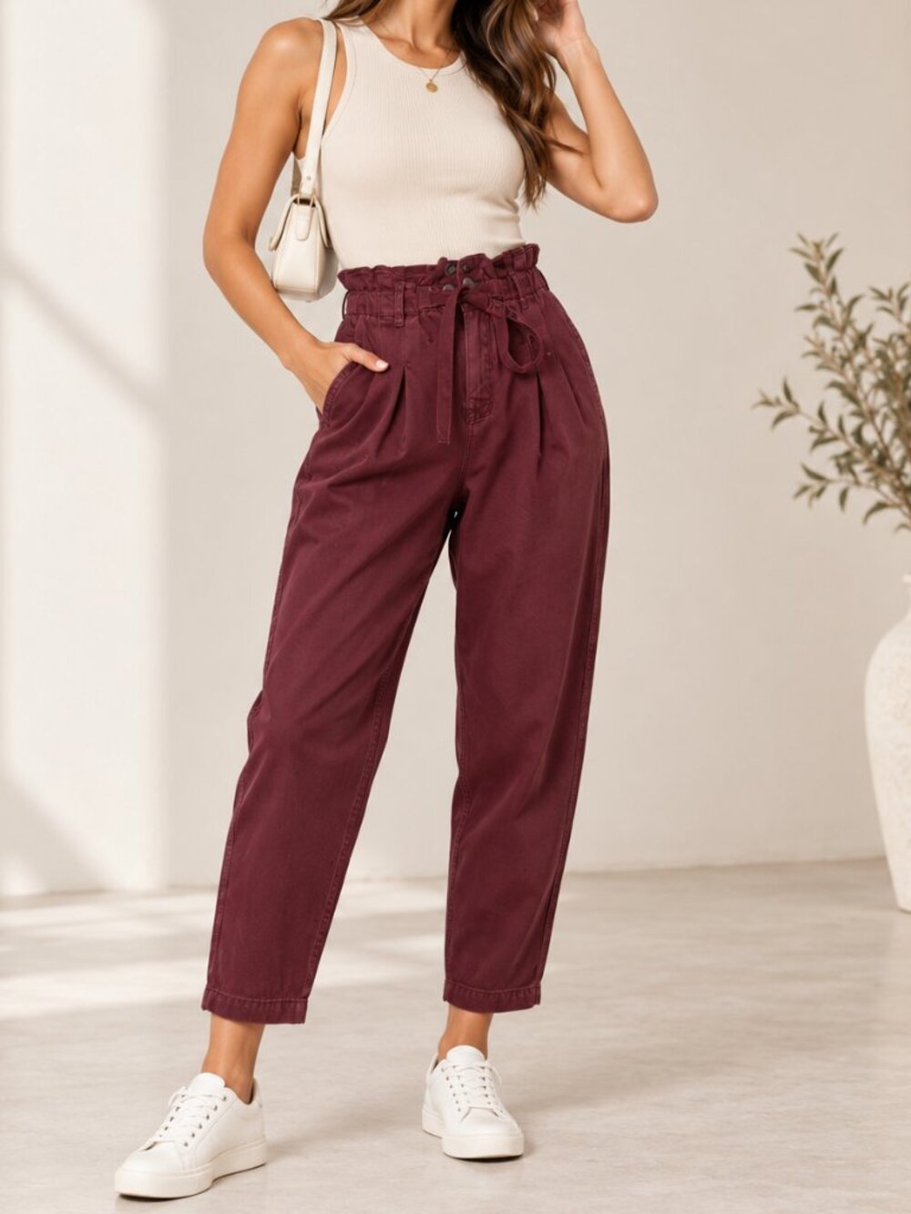 Free People Margate Pleated Paperbag Trouser